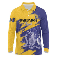 Custom Barbados Royals Cricket Long Sleeve Polo Shirt Coat Of Arms Flag Style