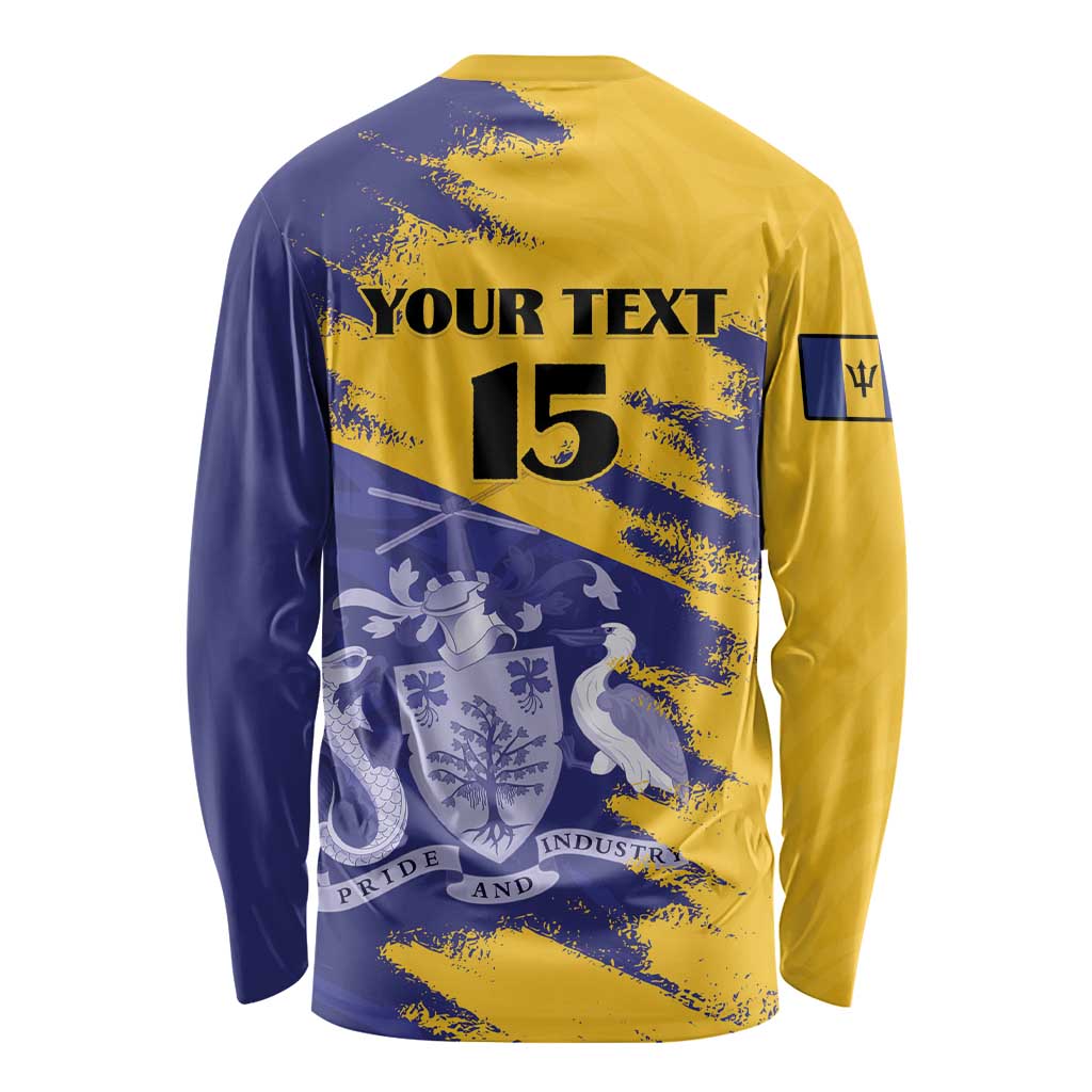 Custom Barbados Royals Cricket Long Sleeve Shirt Coat Of Arms Flag Style