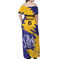 Custom Barbados Royals Cricket Off Shoulder Maxi Dress Coat Of Arms Flag Style