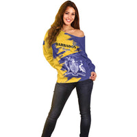 Custom Barbados Royals Cricket Off Shoulder Sweater Coat Of Arms Flag Style