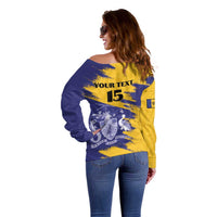 Custom Barbados Royals Cricket Off Shoulder Sweater Coat Of Arms Flag Style