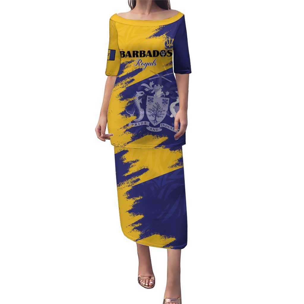 Custom Barbados Royals Cricket Puletasi Coat Of Arms Flag Style
