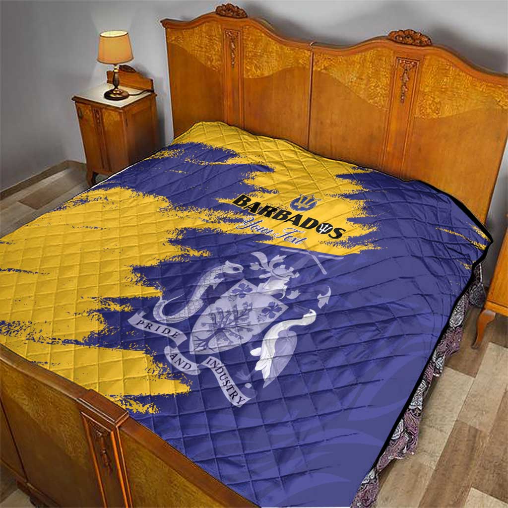 Custom Barbados Royals Cricket Quilt Coat Of Arms Flag Style