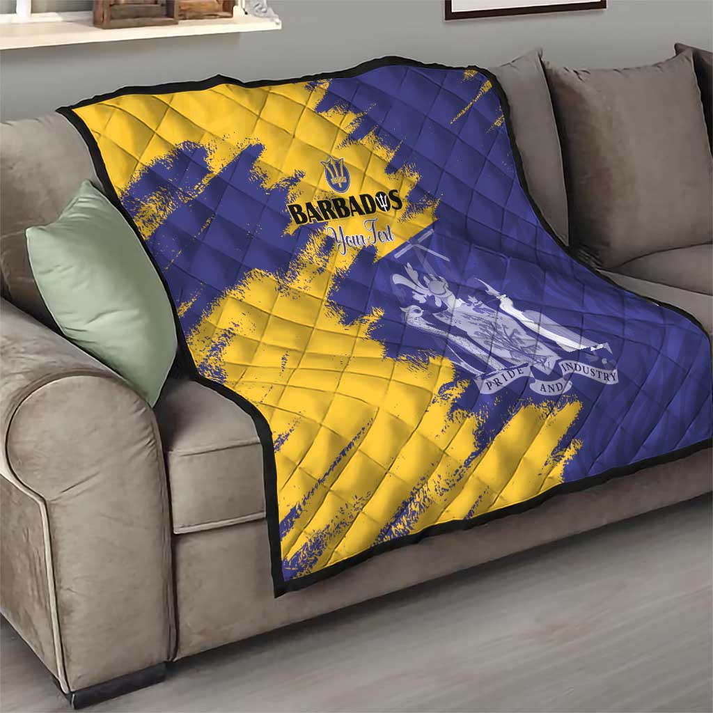 Custom Barbados Royals Cricket Quilt Coat Of Arms Flag Style