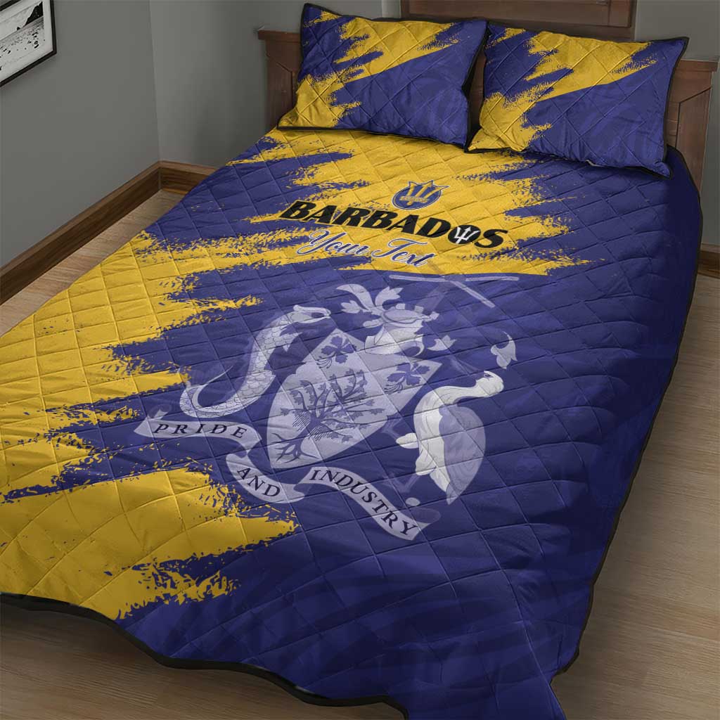 Custom Barbados Royals Cricket Quilt Bed Set Coat Of Arms Flag Style