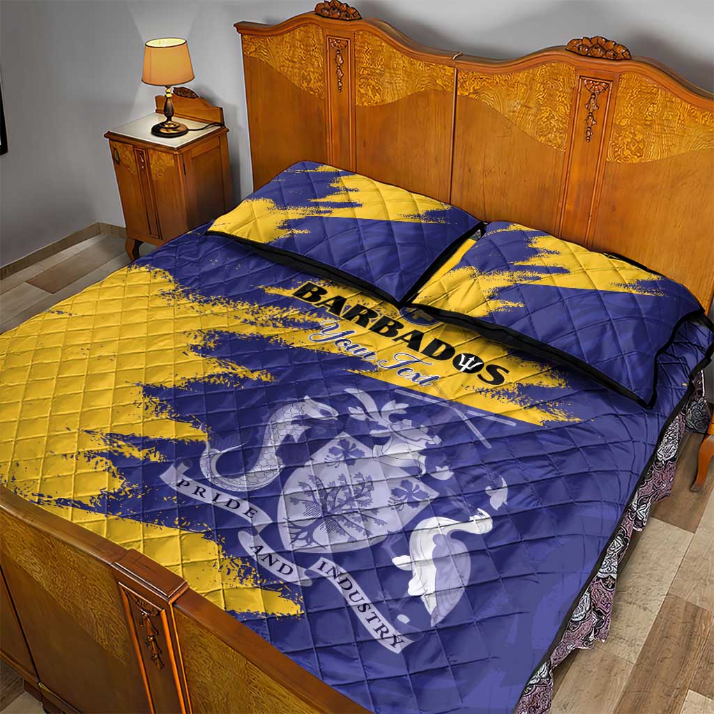 Custom Barbados Royals Cricket Quilt Bed Set Coat Of Arms Flag Style