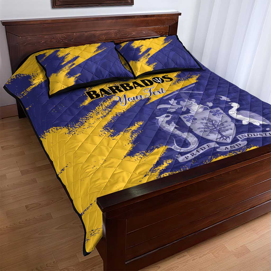 Custom Barbados Royals Cricket Quilt Bed Set Coat Of Arms Flag Style