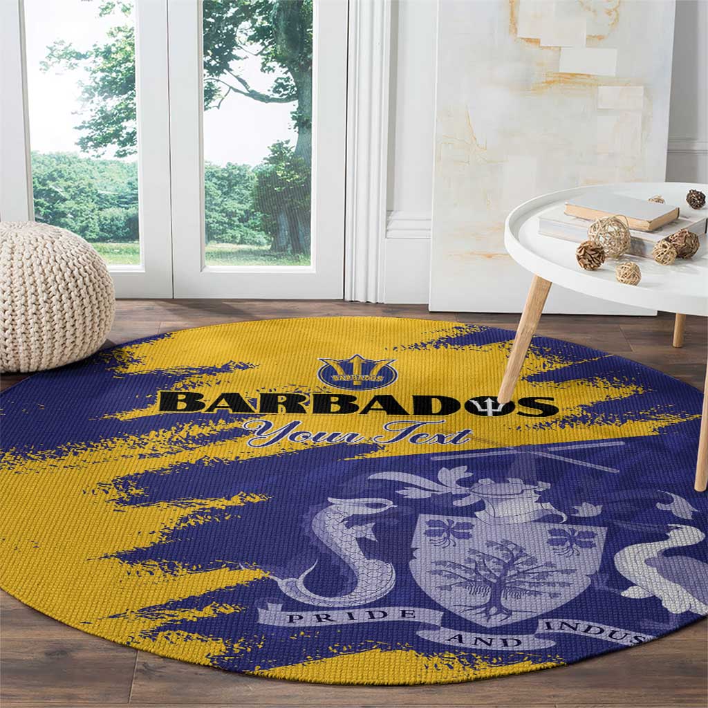 Custom Barbados Royals Cricket Round Carpet Coat Of Arms Flag Style