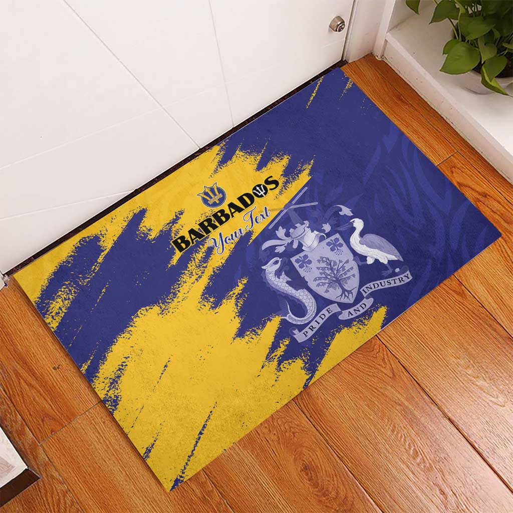 Custom Barbados Royals Cricket Rubber Doormat Coat Of Arms Flag Style