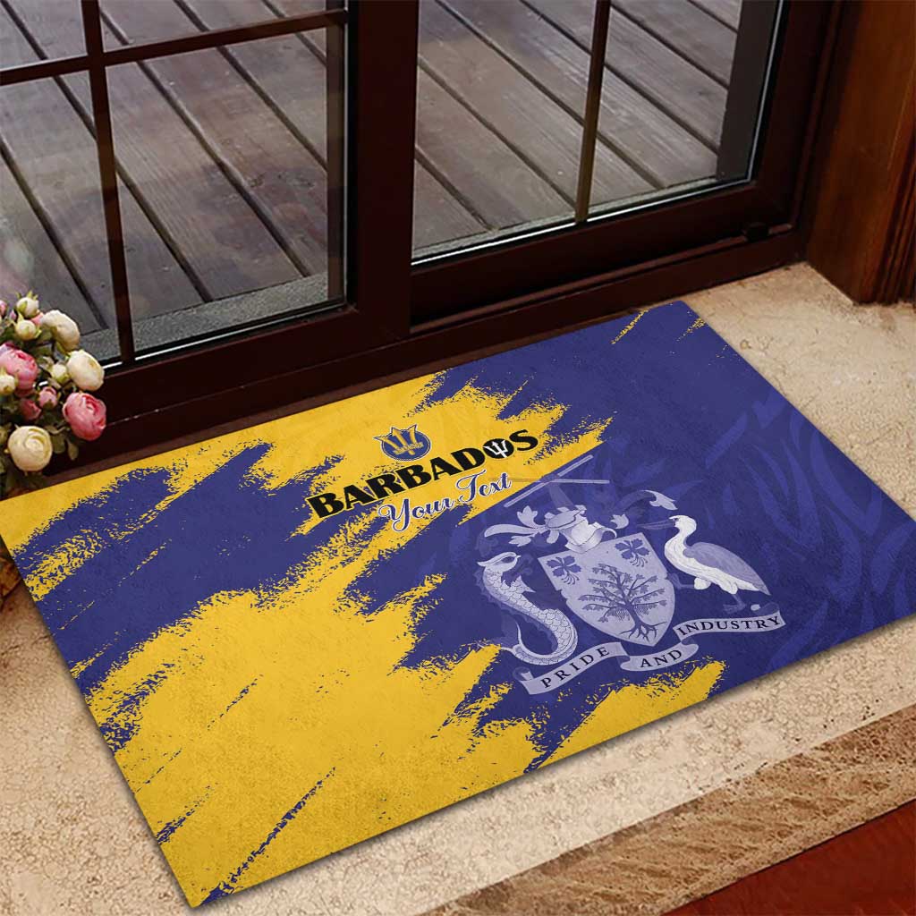 Custom Barbados Royals Cricket Rubber Doormat Coat Of Arms Flag Style