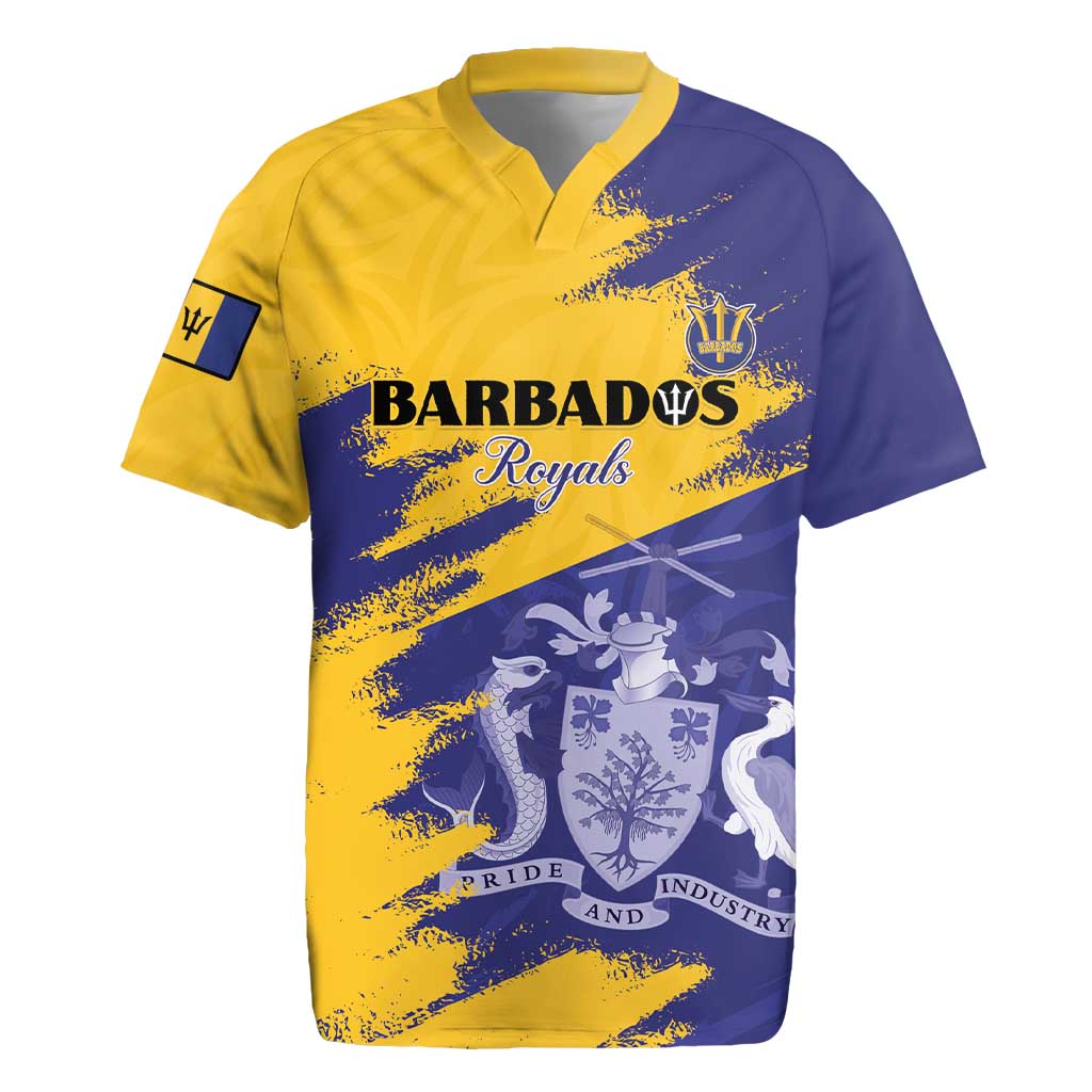 Custom Barbados Royals Cricket Rugby Jersey Coat Of Arms Flag Style