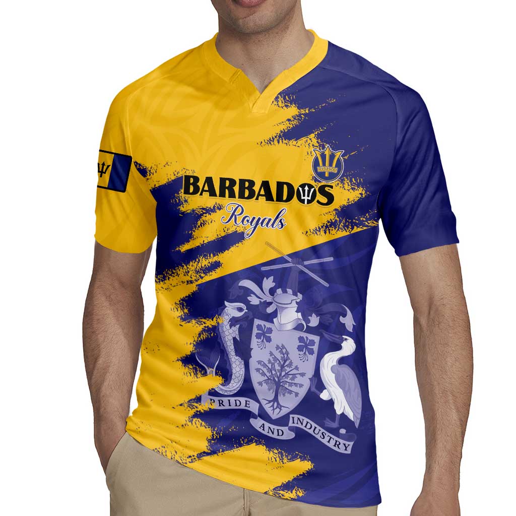 Custom Barbados Royals Cricket Rugby Jersey Coat Of Arms Flag Style