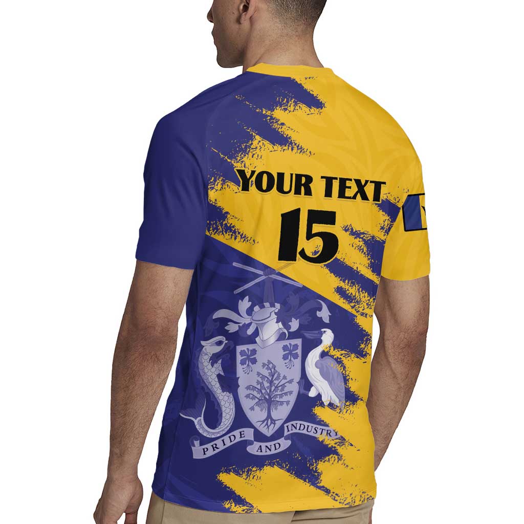 Custom Barbados Royals Cricket Rugby Jersey Coat Of Arms Flag Style