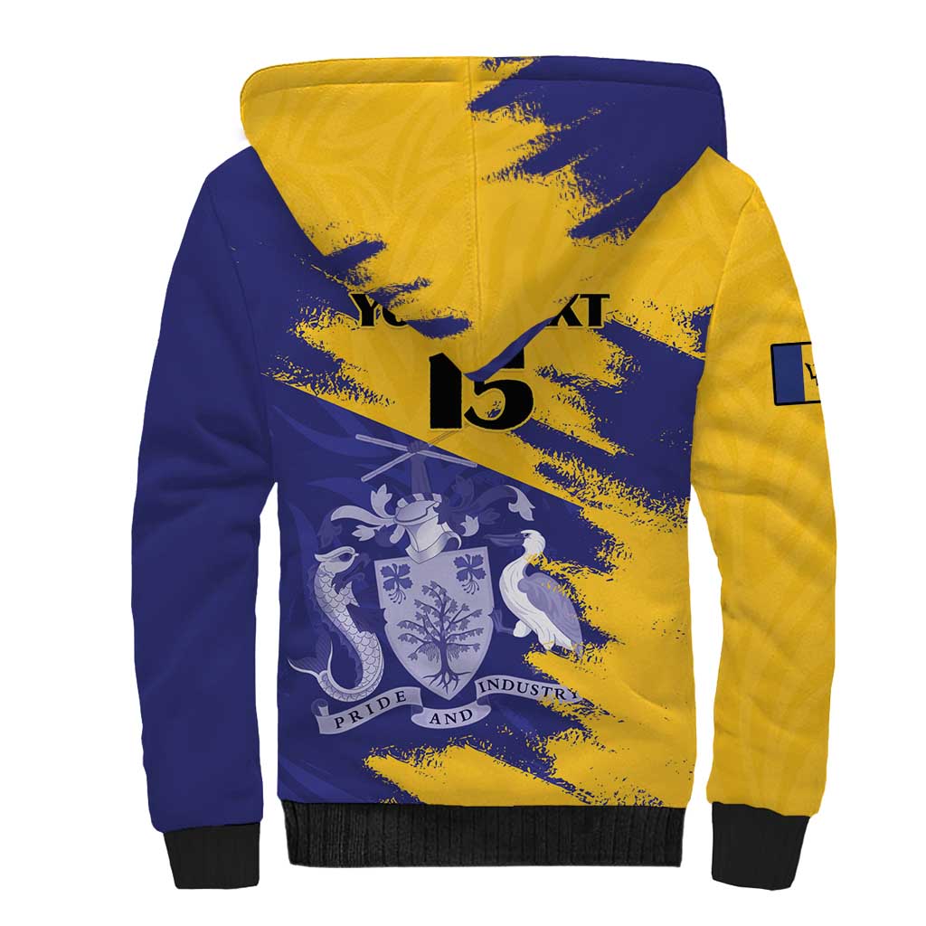 Custom Barbados Royals Cricket Sherpa Hoodie Coat Of Arms Flag Style