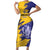 Custom Barbados Royals Cricket Short Sleeve Bodycon Dress Coat Of Arms Flag Style