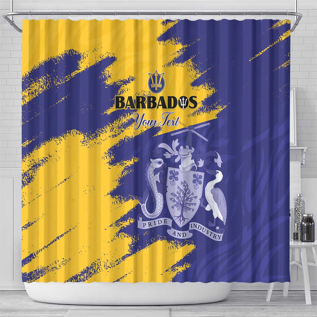 Custom Barbados Royals Cricket Shower Curtain Coat Of Arms Flag Style