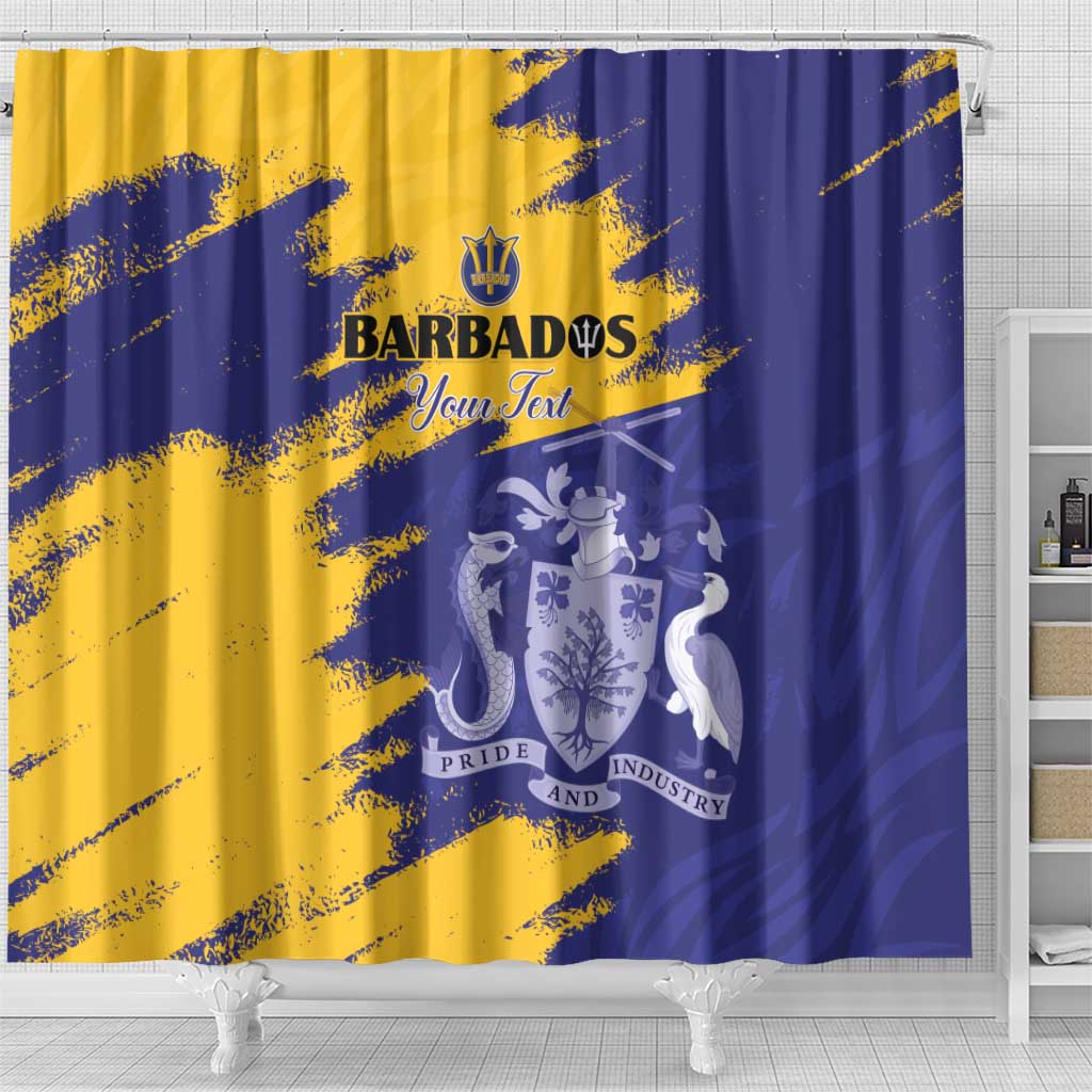 Custom Barbados Royals Cricket Shower Curtain Coat Of Arms Flag Style
