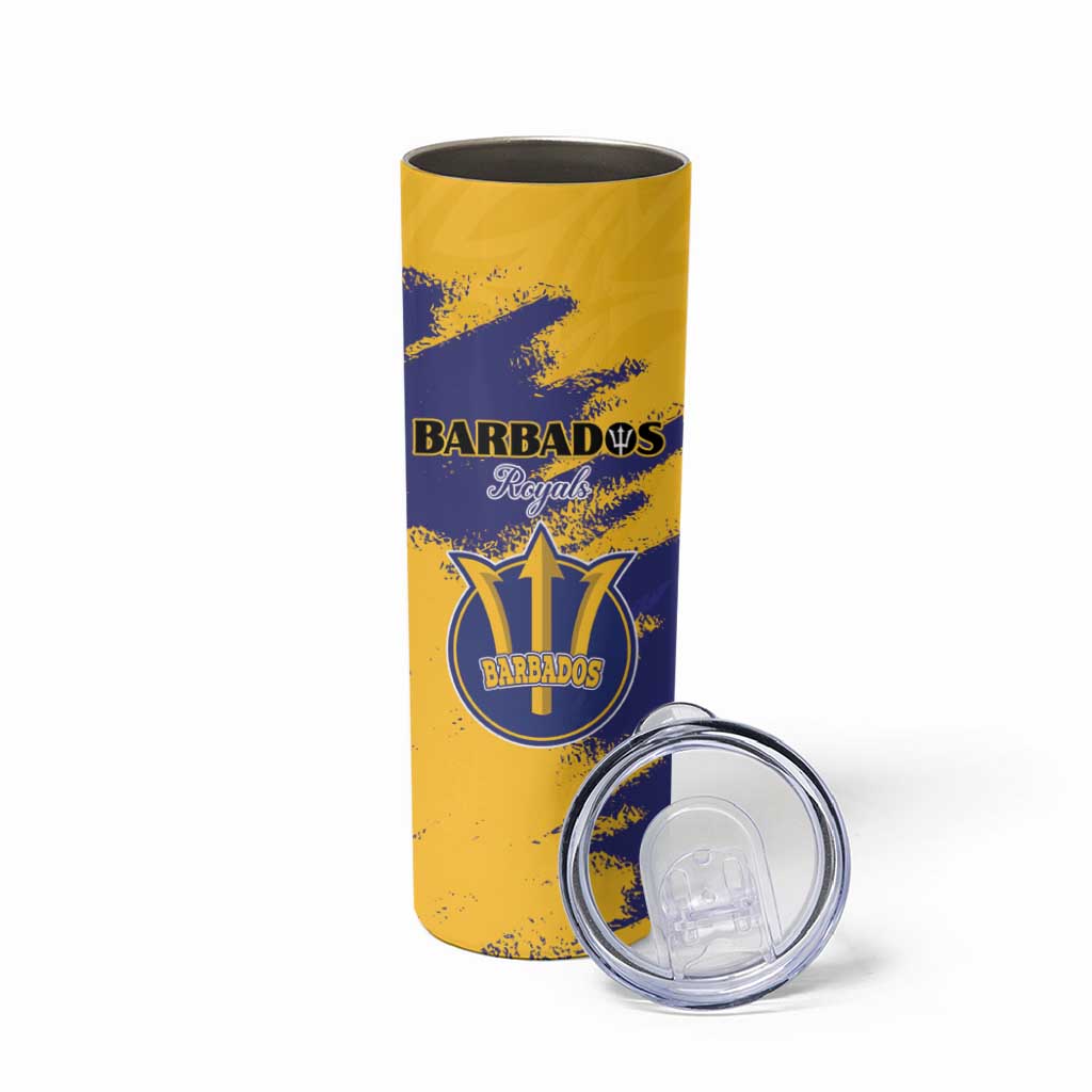Custom Barbados Royals Cricket Skinny Tumbler Coat Of Arms Flag Style