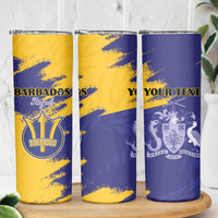 Custom Barbados Royals Cricket Skinny Tumbler Coat Of Arms Flag Style