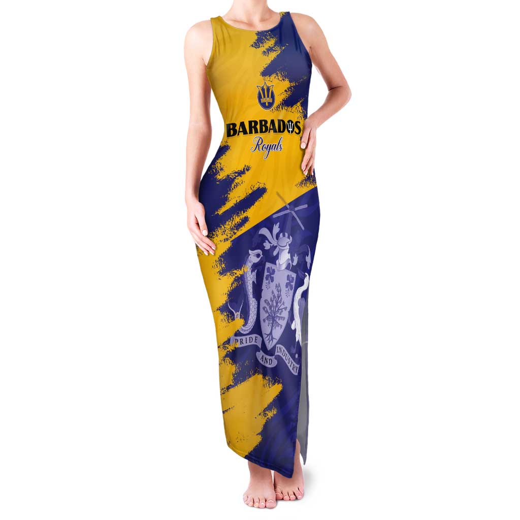 Custom Barbados Royals Cricket Tank Maxi Dress Coat Of Arms Flag Style