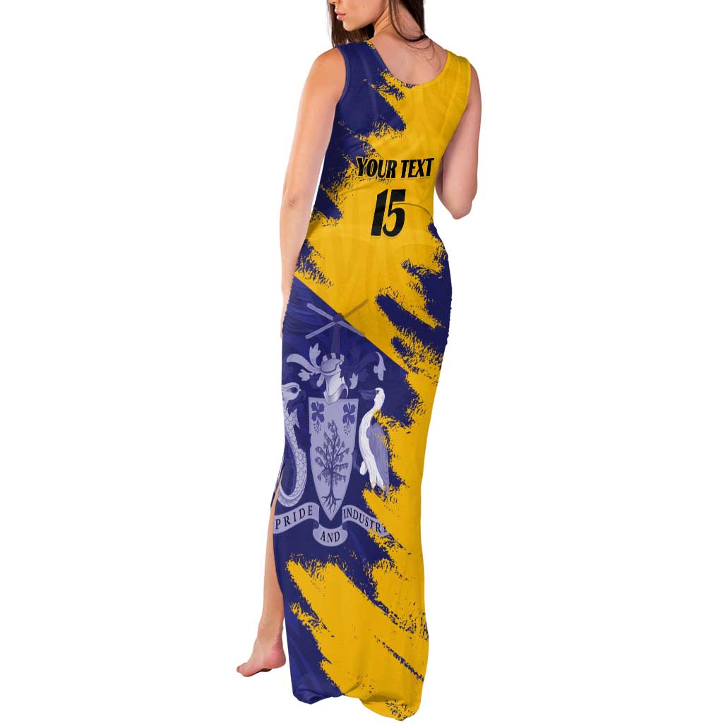 Custom Barbados Royals Cricket Tank Maxi Dress Coat Of Arms Flag Style