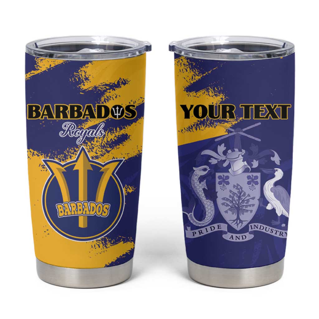Custom Barbados Royals Cricket Tumbler Cup Coat Of Arms Flag Style