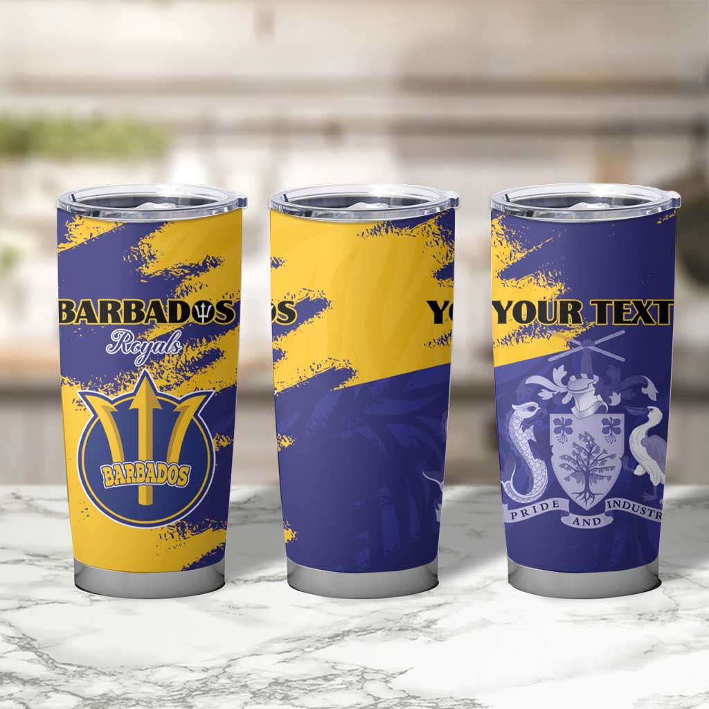 Custom Barbados Royals Cricket Tumbler Cup Coat Of Arms Flag Style