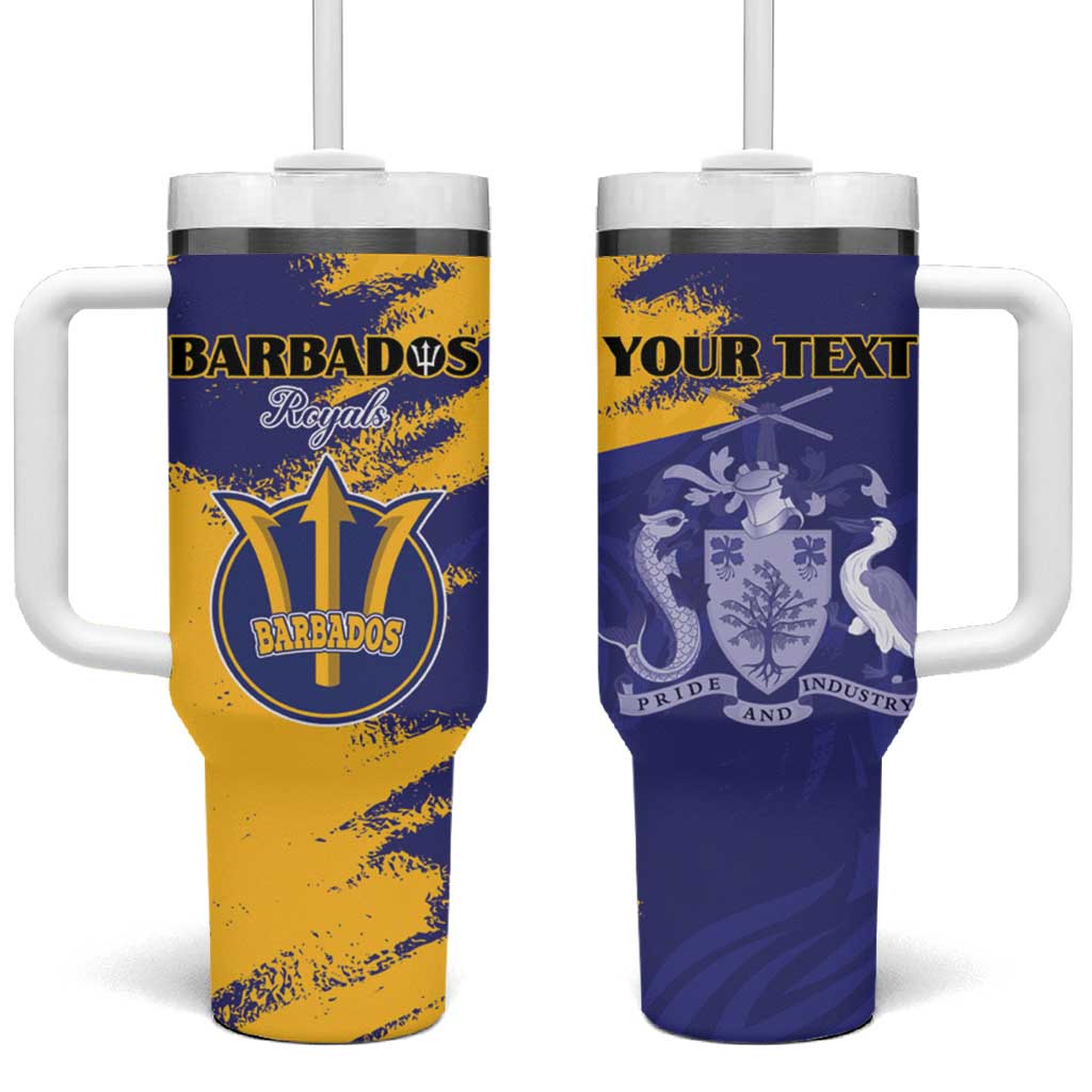 Custom Barbados Royals Cricket Tumbler With Handle Coat Of Arms Flag Style