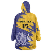 Custom Barbados Royals Cricket Wearable Blanket Hoodie Coat Of Arms Flag Style