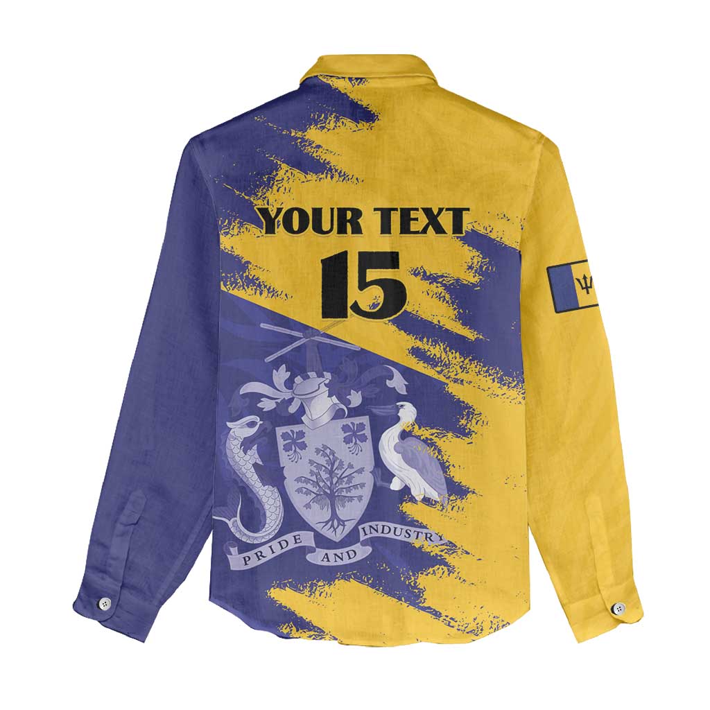 Custom Barbados Royals Cricket Women Casual Shirt Coat Of Arms Flag Style
