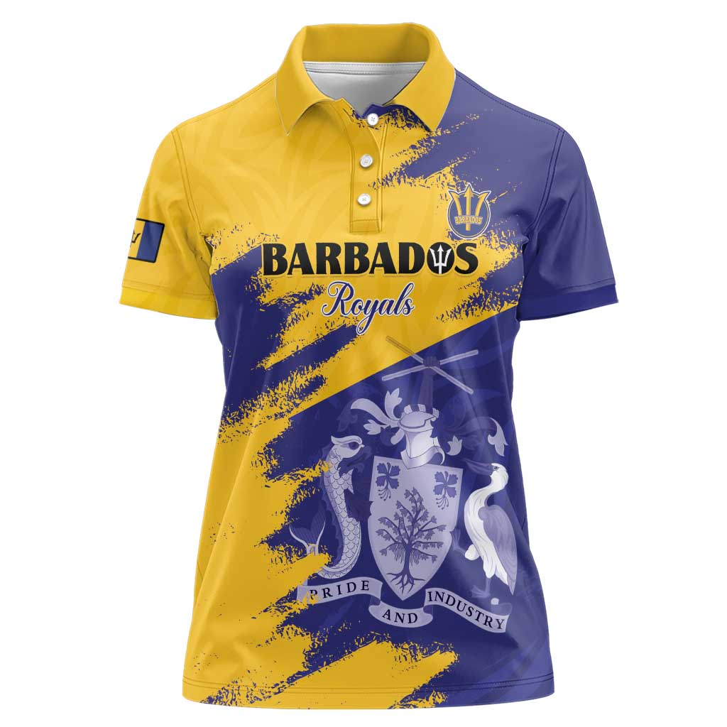 Custom Barbados Royals Cricket Women Polo Shirt Coat Of Arms Flag Style