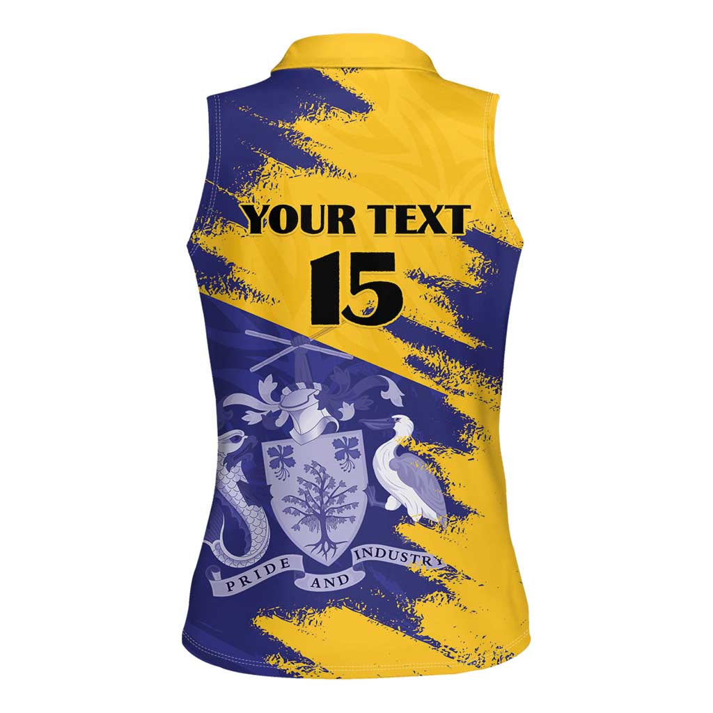 Custom Barbados Royals Cricket Women Sleeveless Polo Shirt Coat Of Arms Flag Style