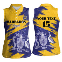 Custom Barbados Royals Cricket Women Sleeveless Polo Shirt Coat Of Arms Flag Style