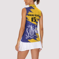 Custom Barbados Royals Cricket Women Sleeveless Polo Shirt Coat Of Arms Flag Style