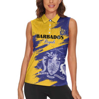 Custom Barbados Royals Cricket Women Sleeveless Polo Shirt Coat Of Arms Flag Style