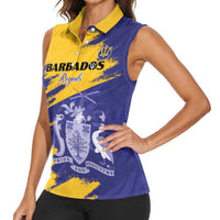 Custom Barbados Royals Cricket Women Sleeveless Polo Shirt Coat Of Arms Flag Style