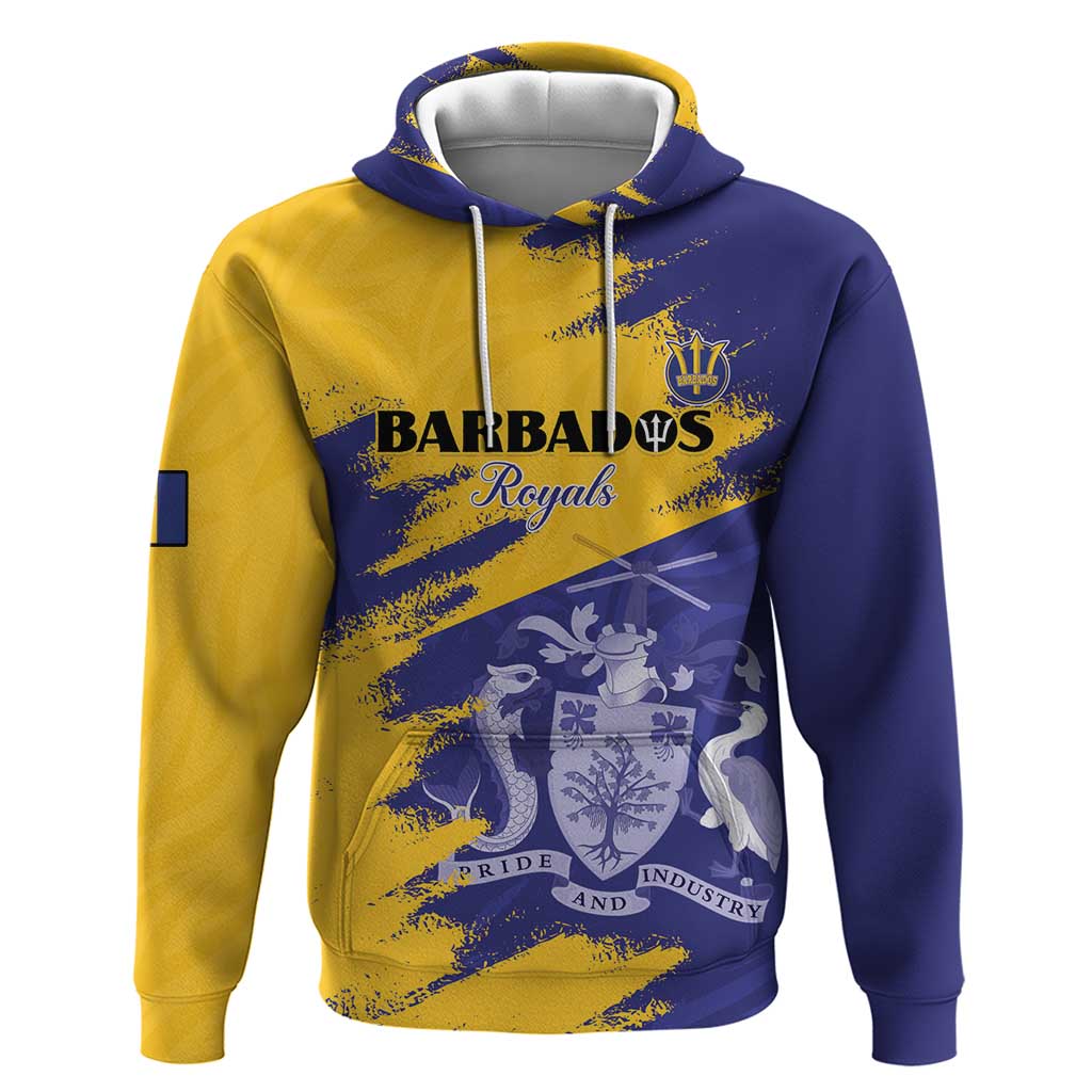 Custom Barbados Royals Cricket Zip Hoodie Coat Of Arms Flag Style