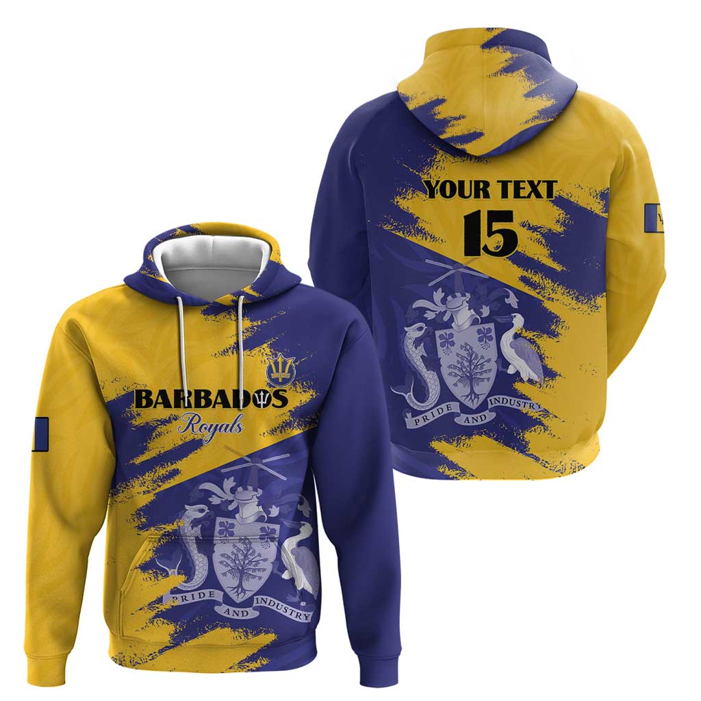 Custom Barbados Royals Cricket Zip Hoodie Coat Of Arms Flag Style