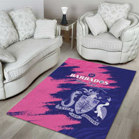 Custom Barbados Royals Cricket Area Rug Coat Of Arms Pink - Blue Color