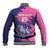 Custom Barbados Royals Cricket Baseball Jacket Coat Of Arms Pink - Blue Color