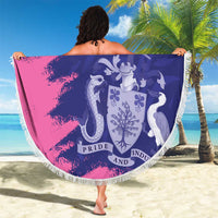 Custom Barbados Royals Cricket Beach Blanket Coat Of Arms Pink - Blue Color
