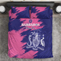 Custom Barbados Royals Cricket Bedding Set Coat Of Arms Pink - Blue Color