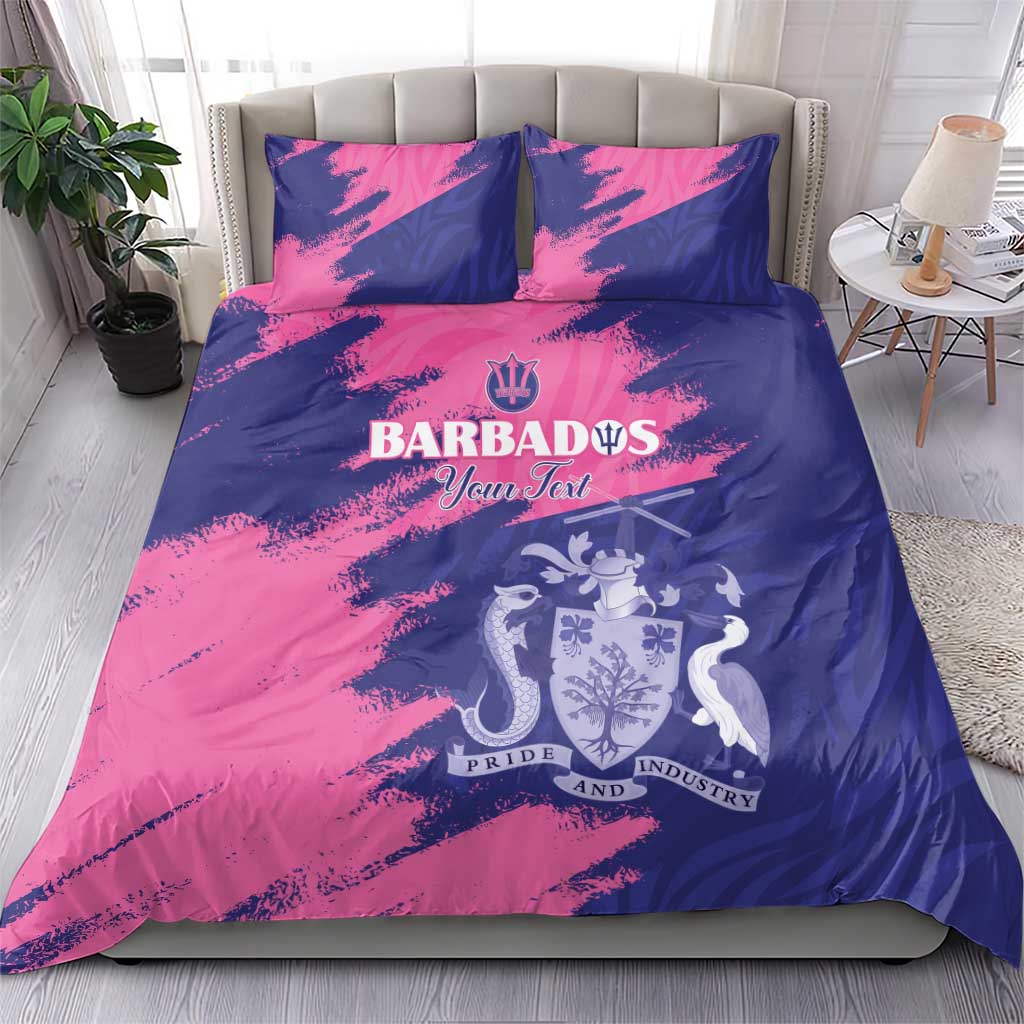 Custom Barbados Royals Cricket Bedding Set Coat Of Arms Pink - Blue Color