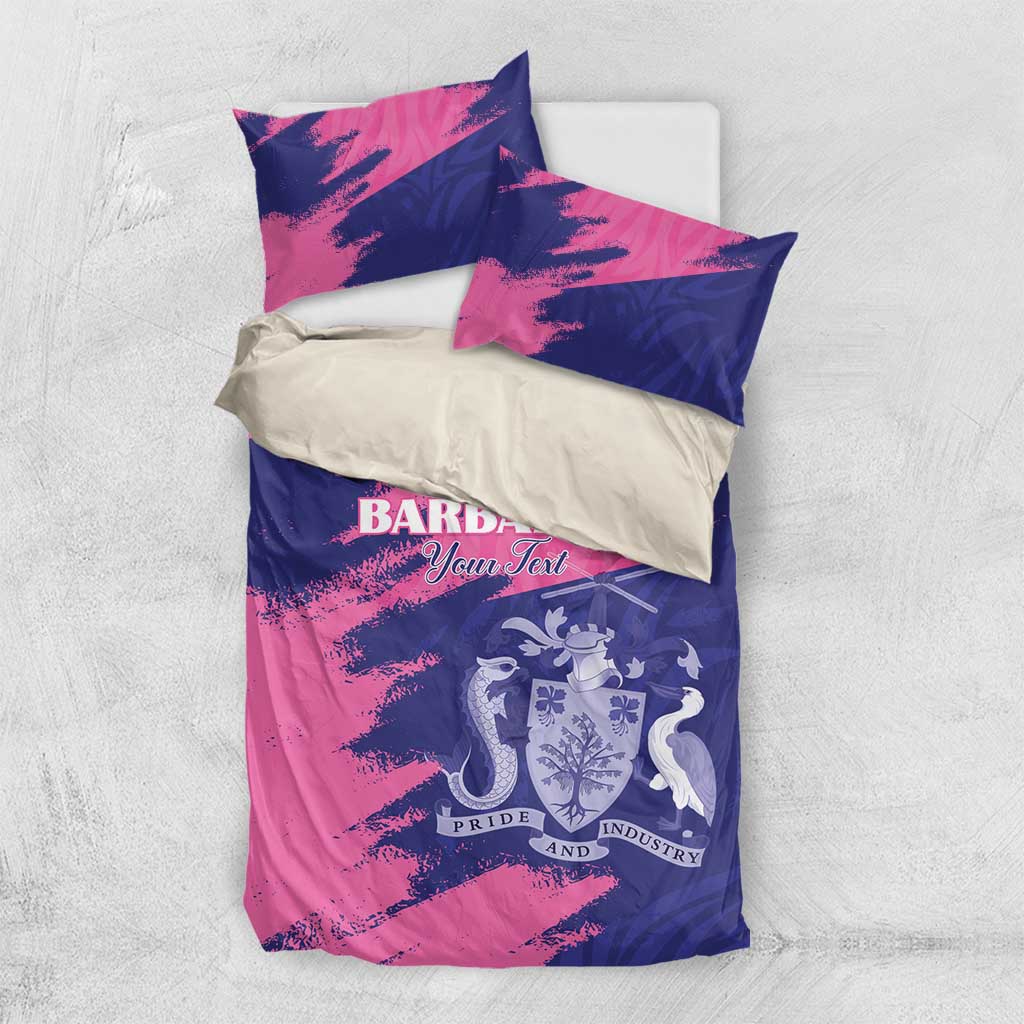 Custom Barbados Royals Cricket Bedding Set Coat Of Arms Pink - Blue Color