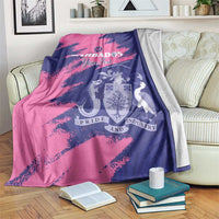 Custom Barbados Royals Cricket Blanket Coat Of Arms Pink - Blue Color