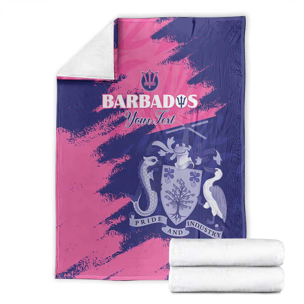 Custom Barbados Royals Cricket Blanket Coat Of Arms Pink - Blue Color