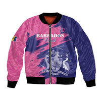 Custom Barbados Royals Cricket Bomber Jacket Coat Of Arms Pink - Blue Color