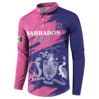 Custom Barbados Royals Cricket Button Sweatshirt Coat Of Arms Pink - Blue Color