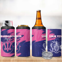 Custom Barbados Royals Cricket 4 in 1 Can Cooler Tumbler Coat Of Arms Pink - Blue Color