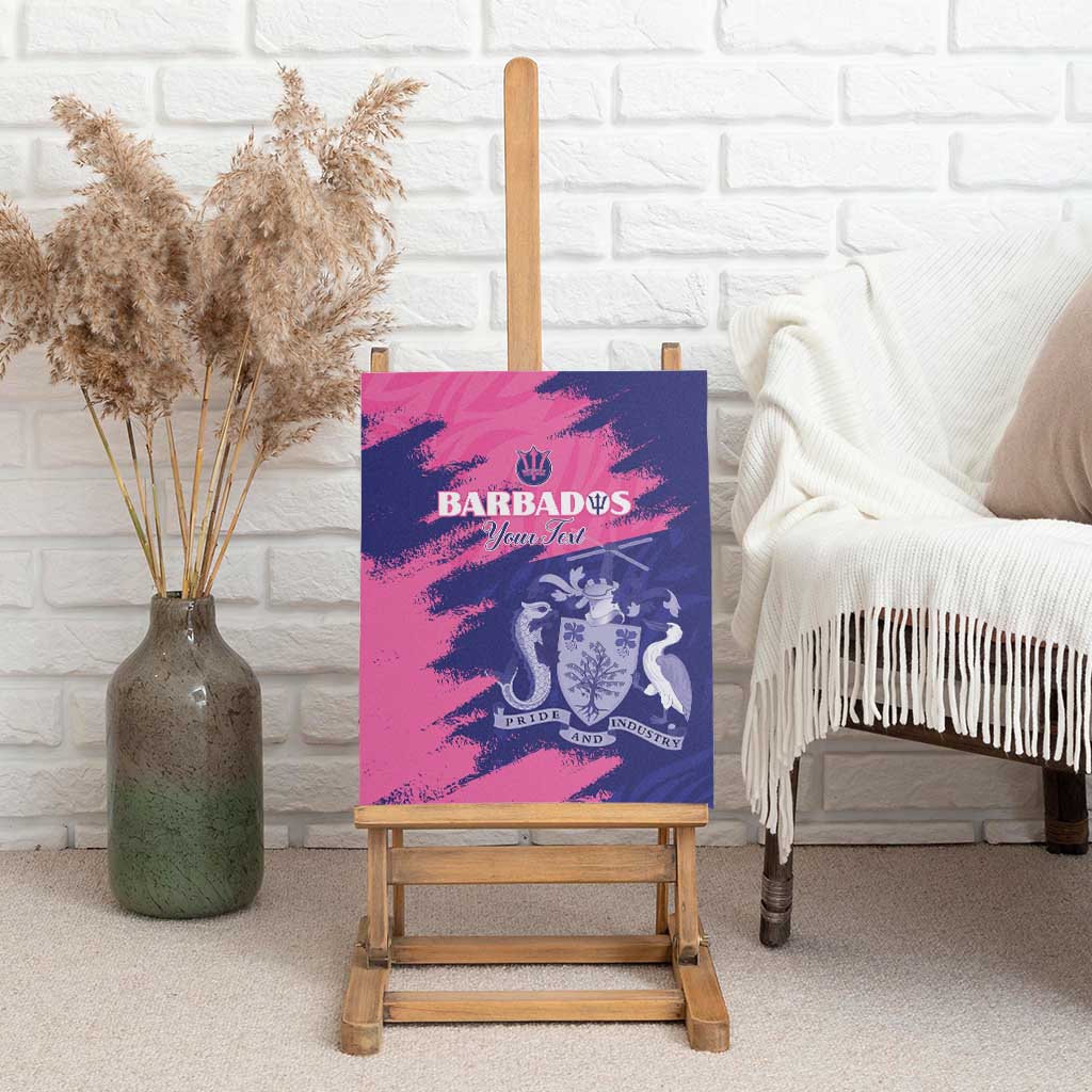 Custom Barbados Royals Cricket Canvas Wall Art Coat Of Arms Pink - Blue Color